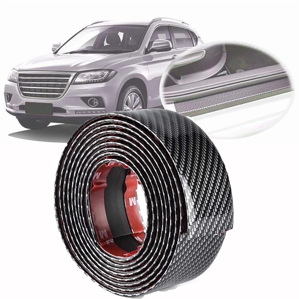 Car Door Sill Protector, Car Sill Protectors Strips Carbon Fiber Edge Protection Strip Scratch Cover Sill Protector Self-Adhesive Anti-Collision Film Fits for Most Cars 5CMX5M