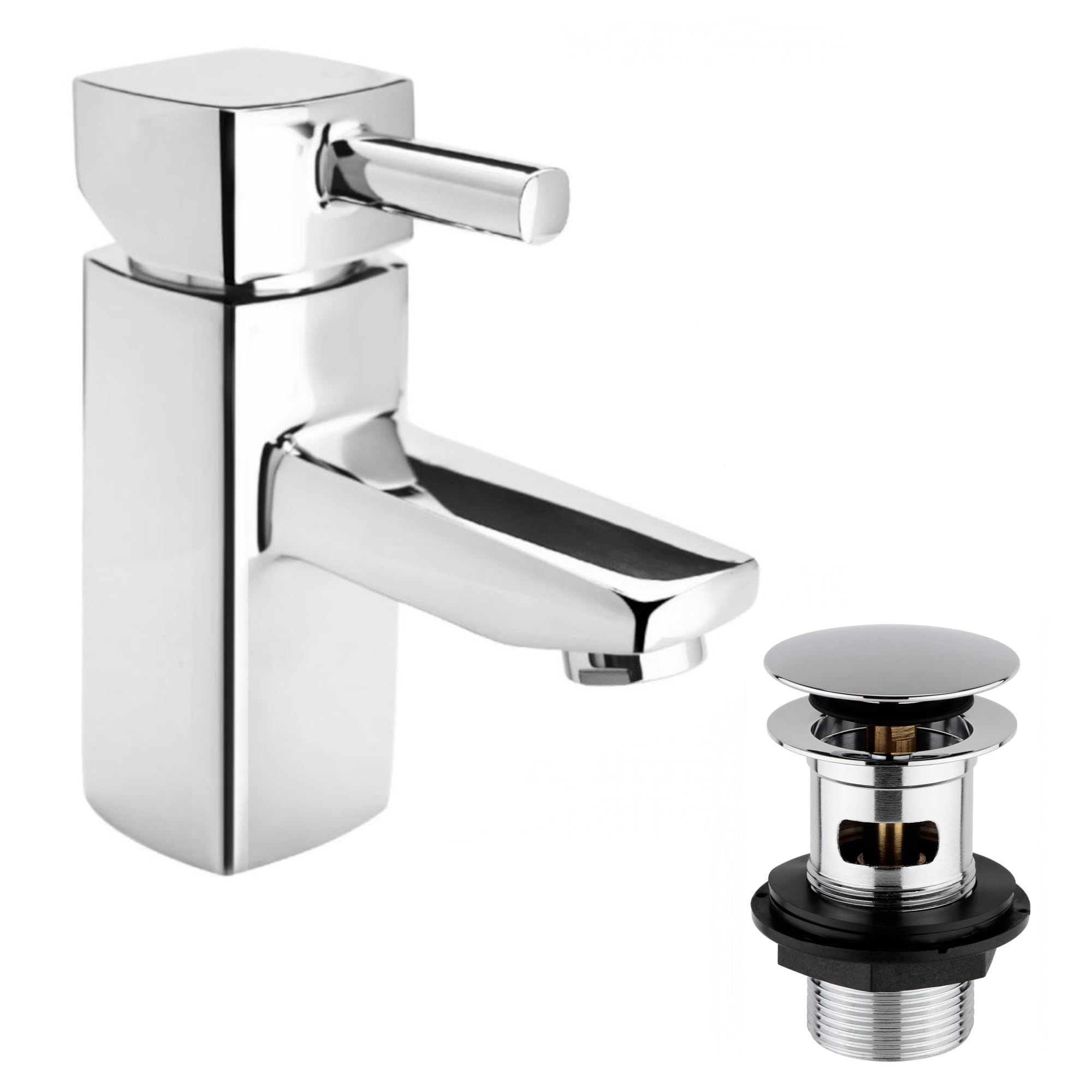 Enki Chrome (Silver) Bbt0073 Basin Sink Mono Mixer Taps Bathroom Slotted Pop Up Waste Stella