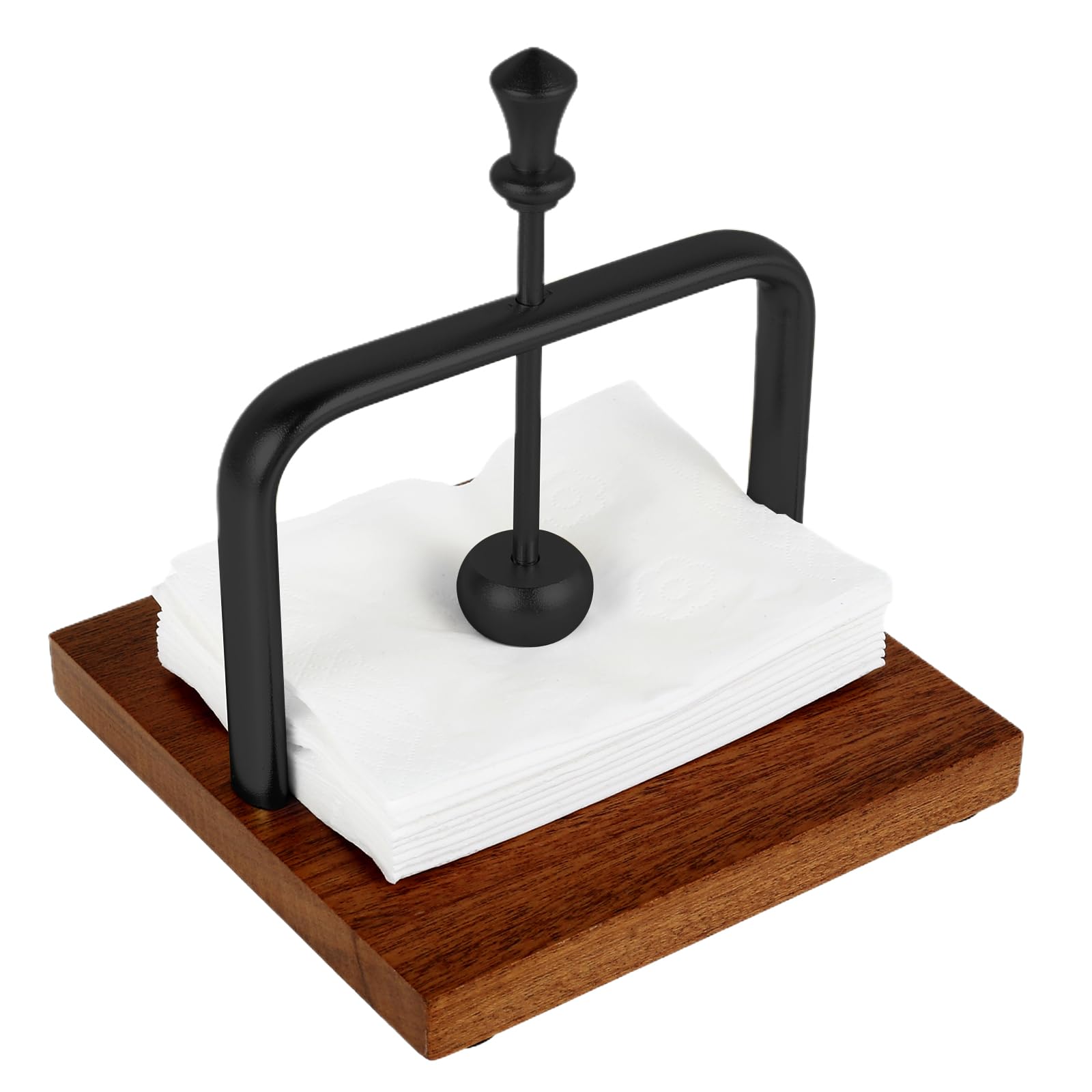 Metal Napkin Holder Square Swivel Napkin Holder Table Napkin Holder with Weighted Metal Arm Flat Wooden Napkin Holder for Home Kitchen Restaurant Weddings Parties (Style C, 1PC)