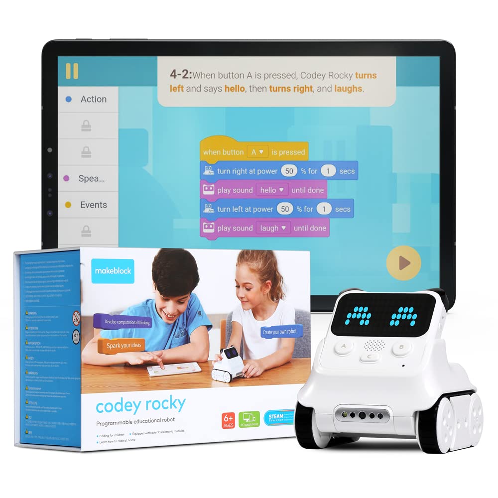 Makeblock Codey Rocky Emo Robot for Kids Ages 6+, Endless Fun with 10