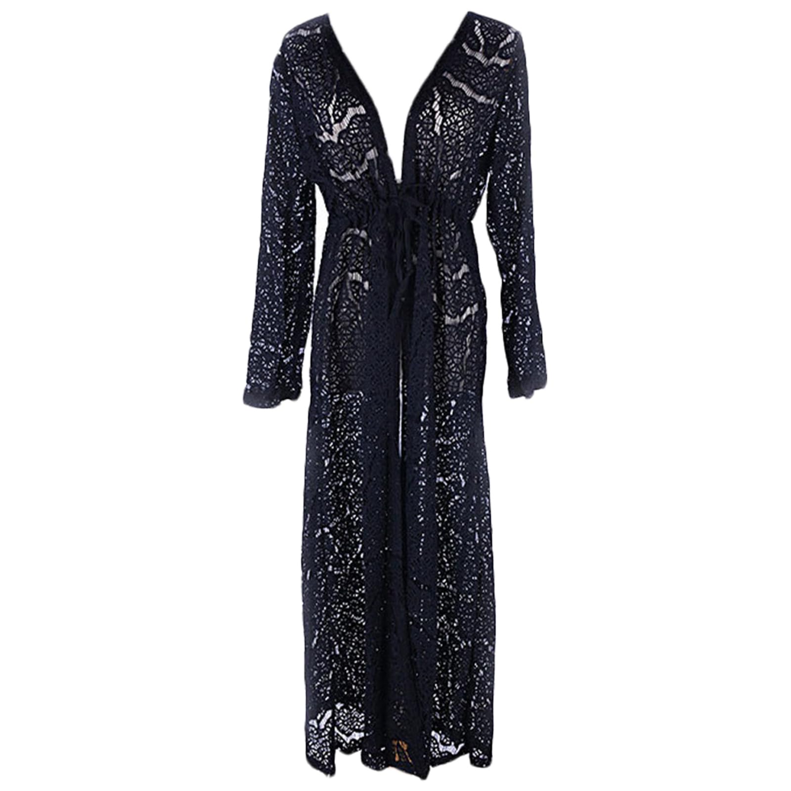 Kimono de plage long ouvert devant femme - Tunique été et cache-maillot fluide
