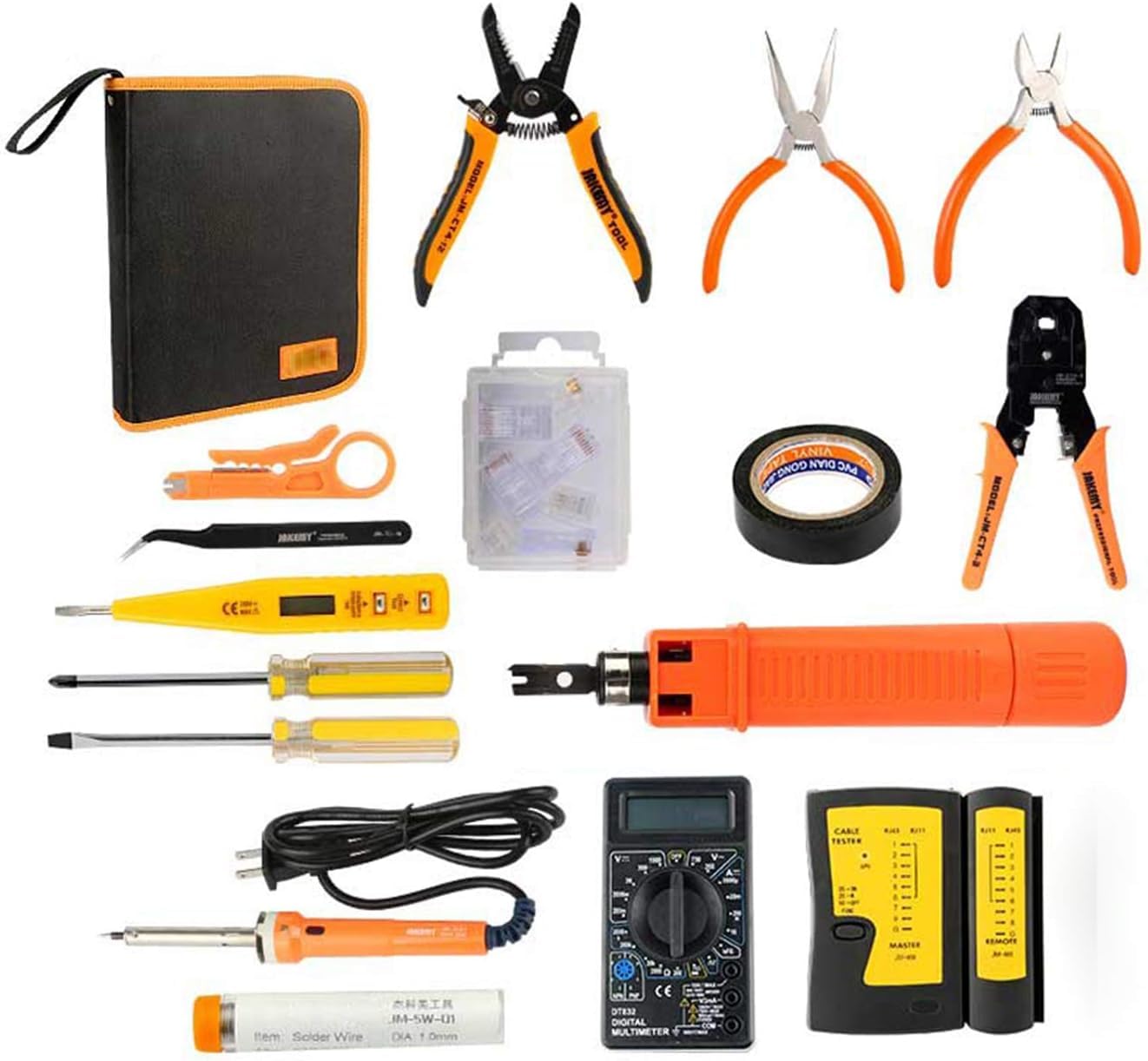 Kit de herramientas de mantenimiento de red profesional 17 en 1 con detector de electricidad y alicates de malla para electricistas y técnicos de TI