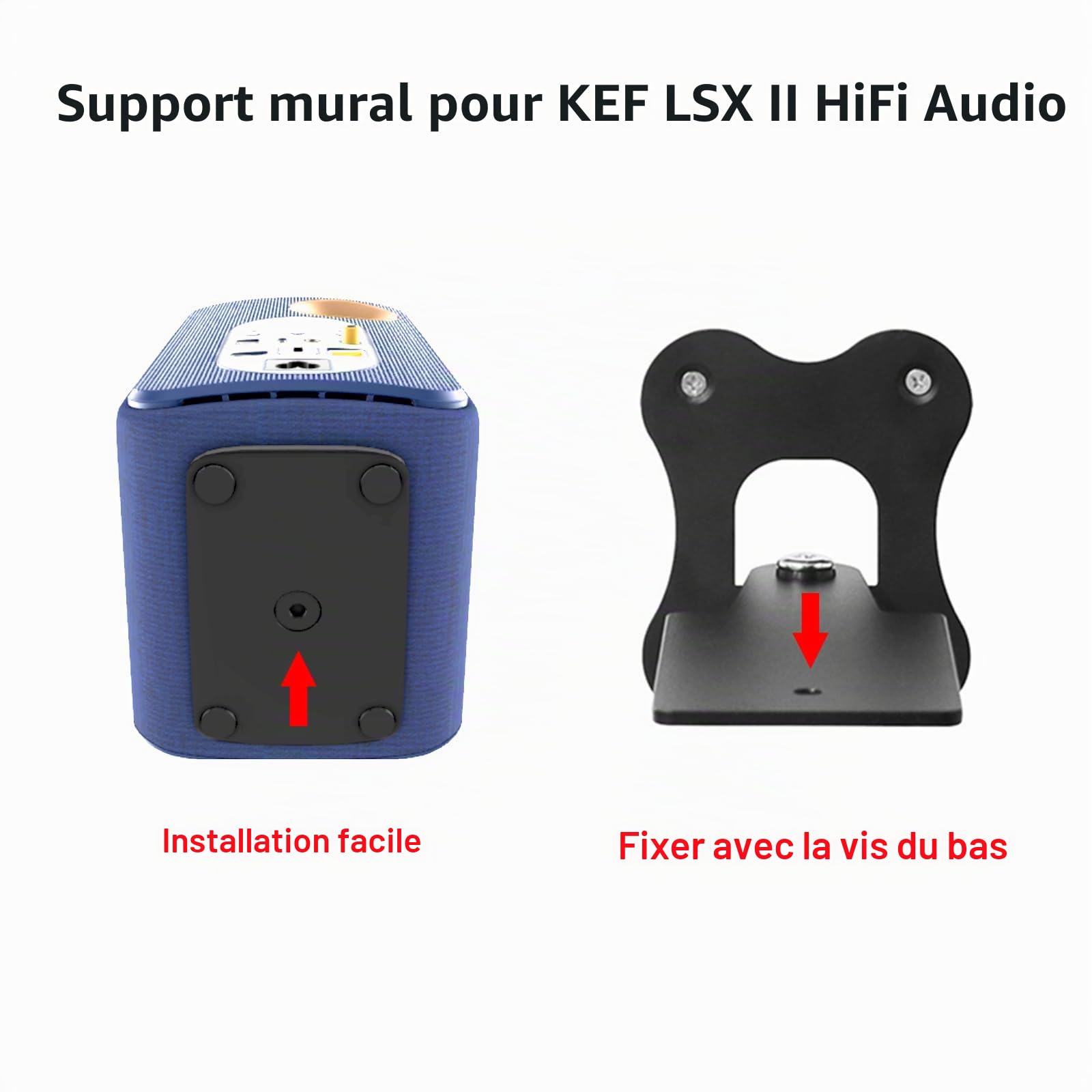 Support mural en métal réglable pour système de haut-parleurs HiFi KEF LSX II
