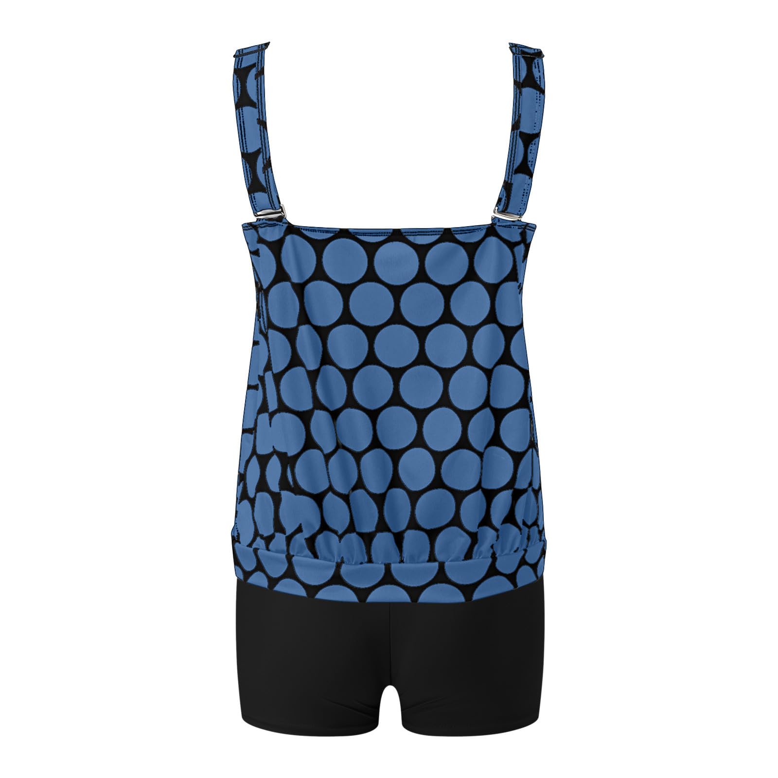 Generico Costumi da Bagno Donna Curvy 2 Pezzi Tankini Set Vita Alta con Top Pantaloncini Tankini da Donna Set Due Pezzi Costume Bagno Girocollo Increspato Cinghie Regolabili Coulisse Vita Media