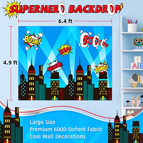 Decorlife FT-ZH-QDA040 89Pcs Superhero Photo Booth Props Include Photography Backdrop, 16 Slap Bracelets, 10 Photo Booth Props, Balloons, Stickers And Happy Birthday Banner For Superhero Party Decorations thumb #2