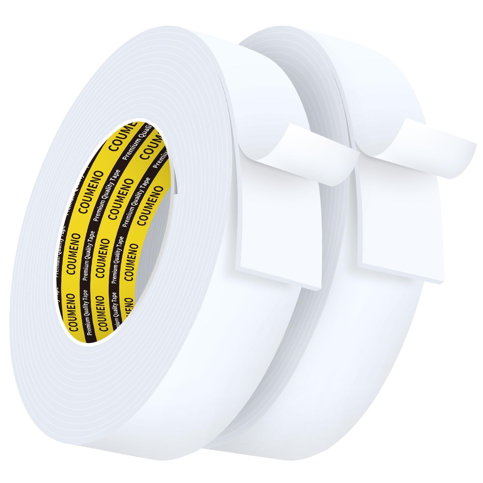 COUMENO 2 Pack Single Sided Foam Tape, 30mm x 5m, White, Self-Adhesive Foam Seal Tape for Insulation & Window Sealing, Waterproof Draft Excluder for Doors, Weather Stripping Foam Pads.