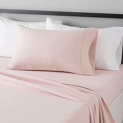 Amazon Basics Lightweight Super Soft, Comfortable Easy Care Microfiber 3-Piece Bed Sheet Set with 14-Inch Deep Pockets, Easy to Wash, Twin XL, Blush Pink, Solid
