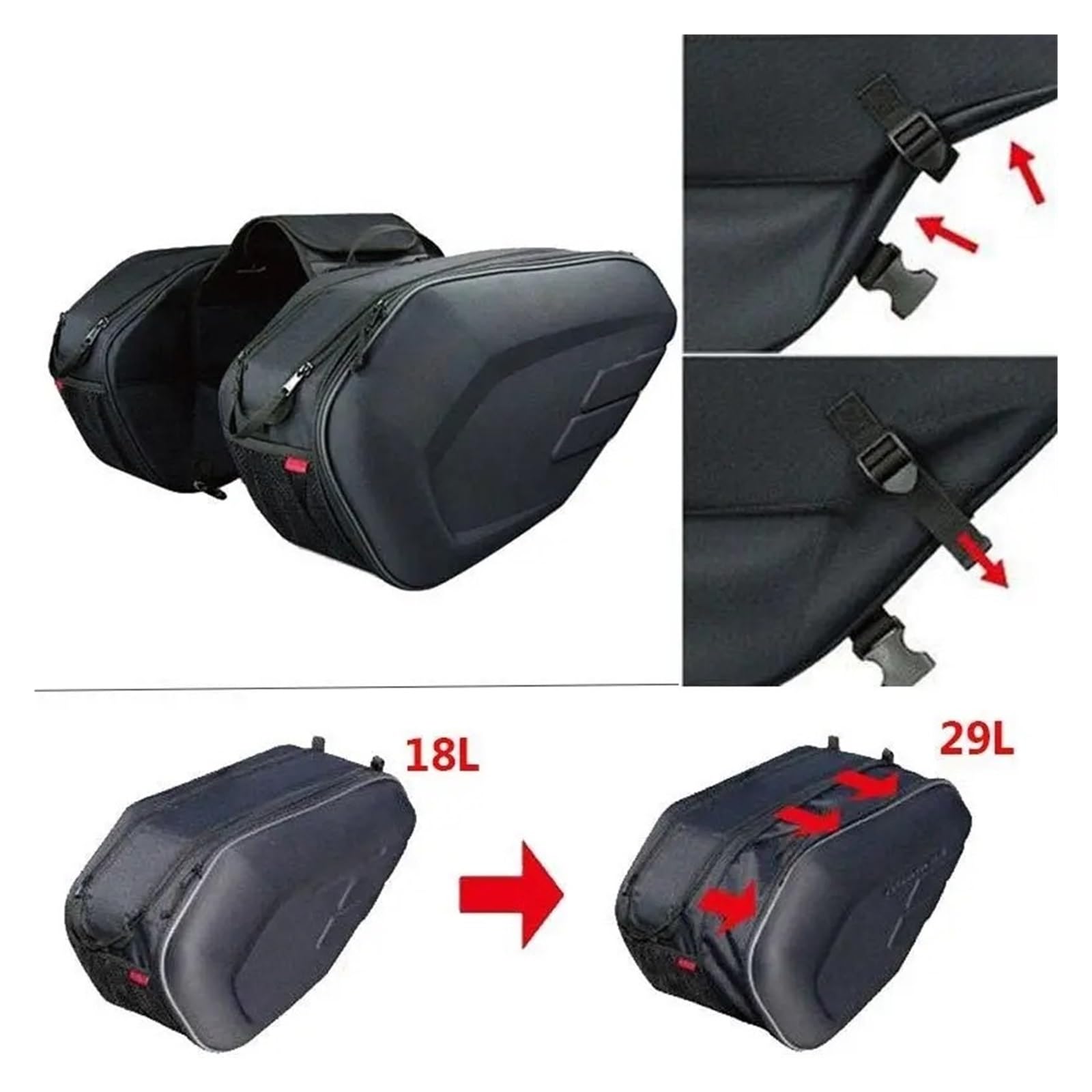 Borsa Moto Borsa Da Sella Impermeabile Per Moto/Borse Viaggio Per Equitazione Casco Laterale + Copertura Antipioggia 1 Paio Selle Moto Bagagli(Oxford and plastic)