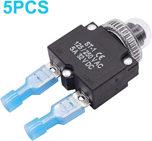 Vista 24 de mxuteuk 5 interruptores automáticos de 3, 5, 10, 15, 20 amperios, reinicio manual de 125/250 V CA, 32 V CC, interruptor protector de sobrecarga