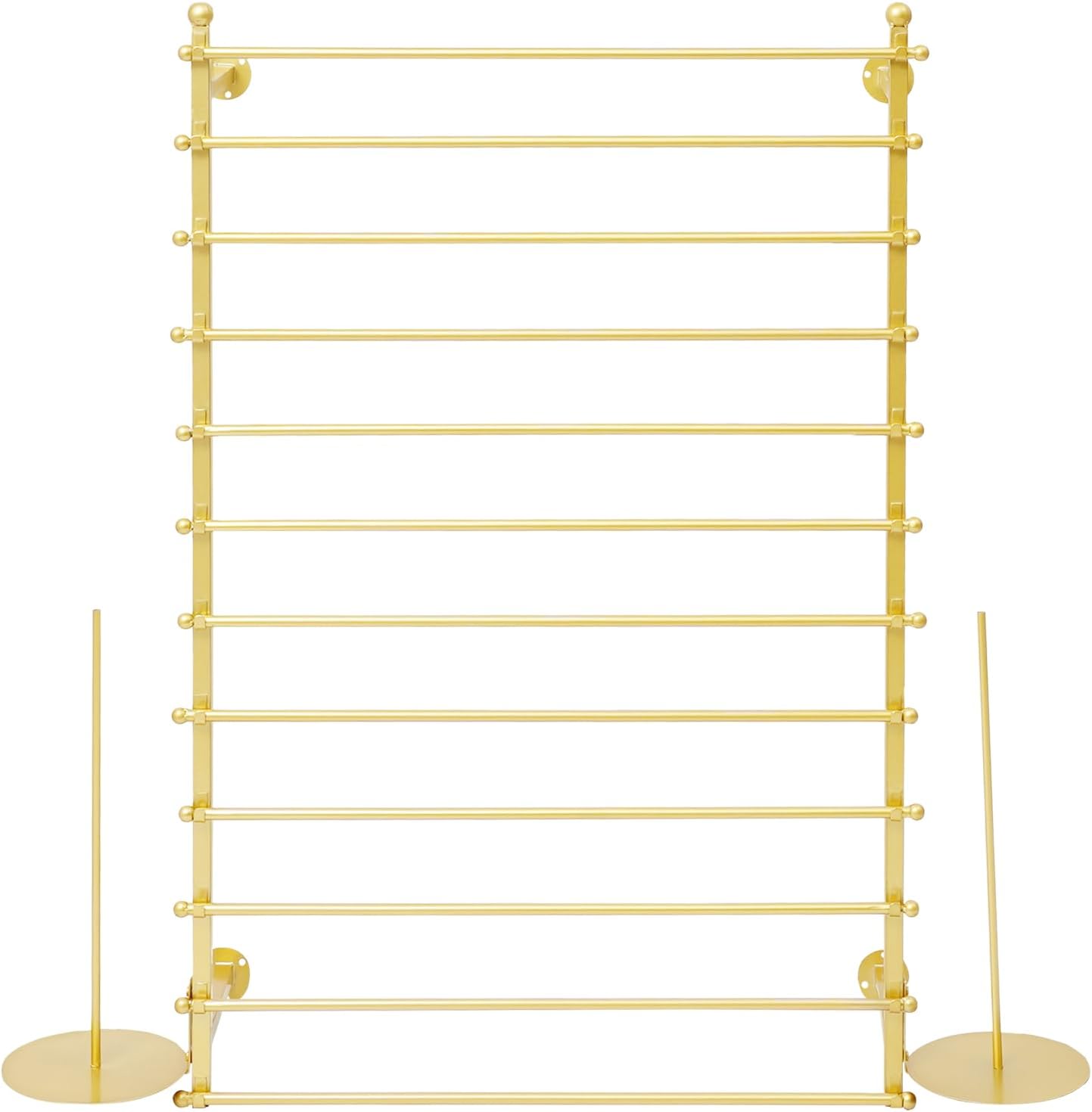 Wrapping Paper Wall Rack, 12 Layers Wall Display Stand Wrapping Paper Ribbon Organizer Tie Scarf Rack Belt Hijab Metal Shelving for Craft Room Sewing Flower Shop (Gold)
