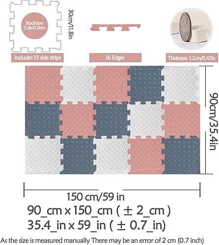 Miniatura 2 de HOMTOL 15 tapetes de juego de espuma, tapete de juego de rompecabezas para piso, azulejos entrelazados, tapetes de juegos para bebés, tapete
