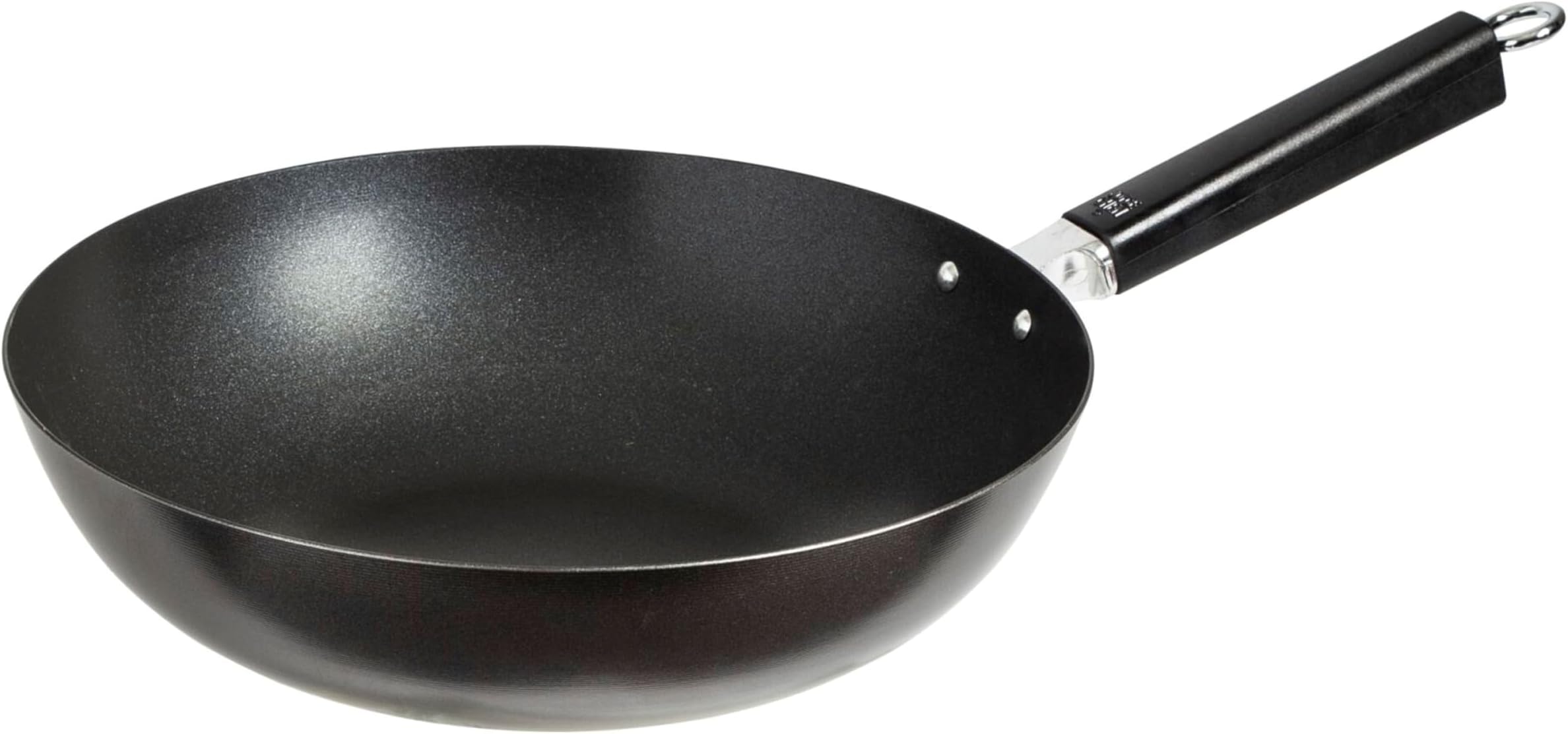 Professional Series 12-Inch Carbon Steel Excalibur Nonstick Stir Fry Pan with Phenolic Handle