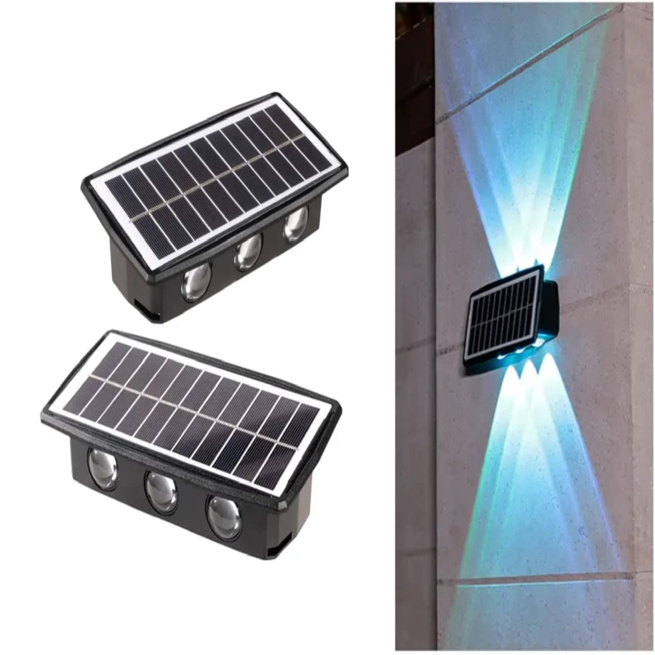 2Pack Upgraded Solar Updown Wall Lights, Led Solar Wall Sconce,Waterproof Deck Fence Lighting for House Outdoor Decor (RGB(multi Color), 6 Led)