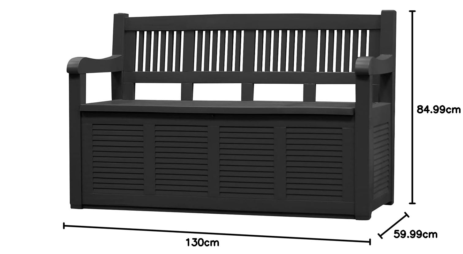 Dynamic24 Garten Truhenbank 280 Liter B 130 x H 85 x T 60cm Gartenbank Bank Gartentruhe Kissenbox Auflagenbox Gartenbox mit Stauraum Sitzbank Kissenbox Box Truhe