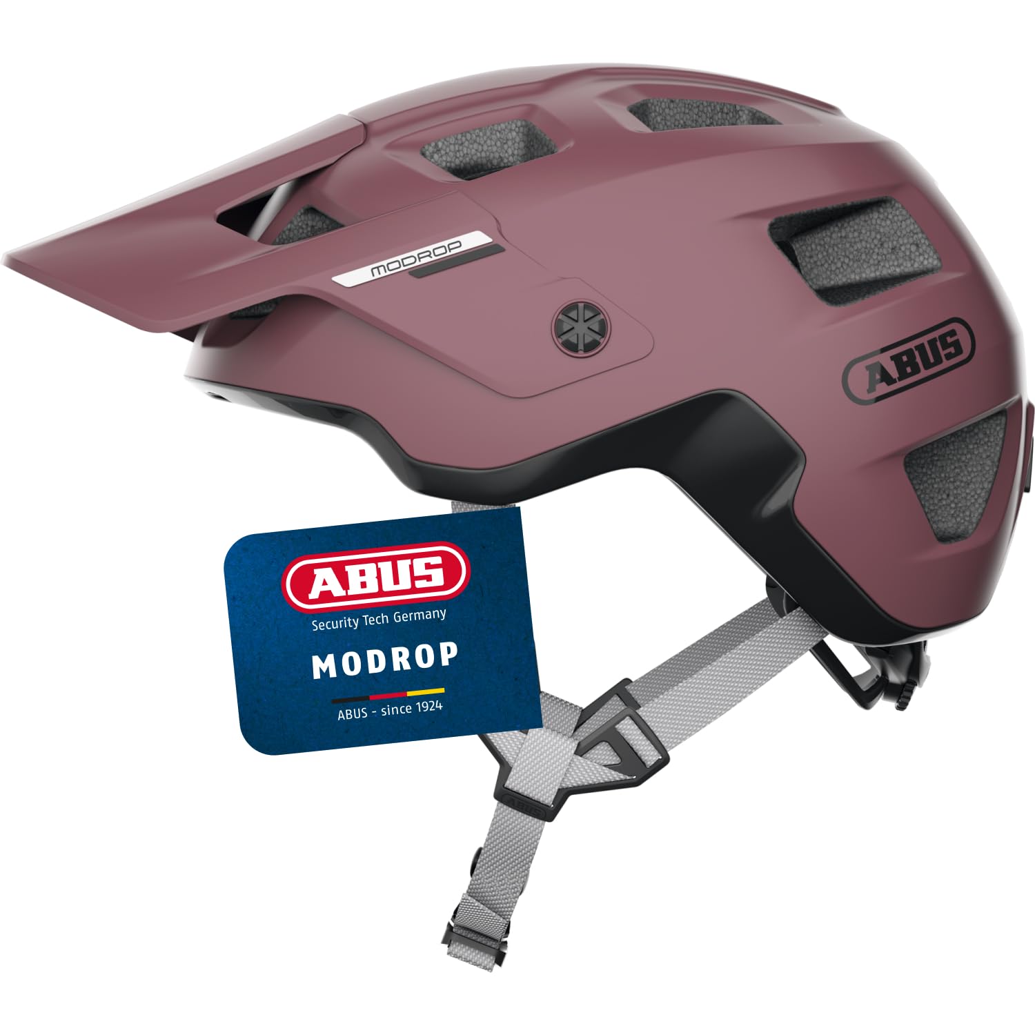 ABUS Casque VTT MoDrop, Rouge, M - Protection Vélo | Technologie In-Mold, système de réglage, fixation lunettes, ouverture queue-de-cheval