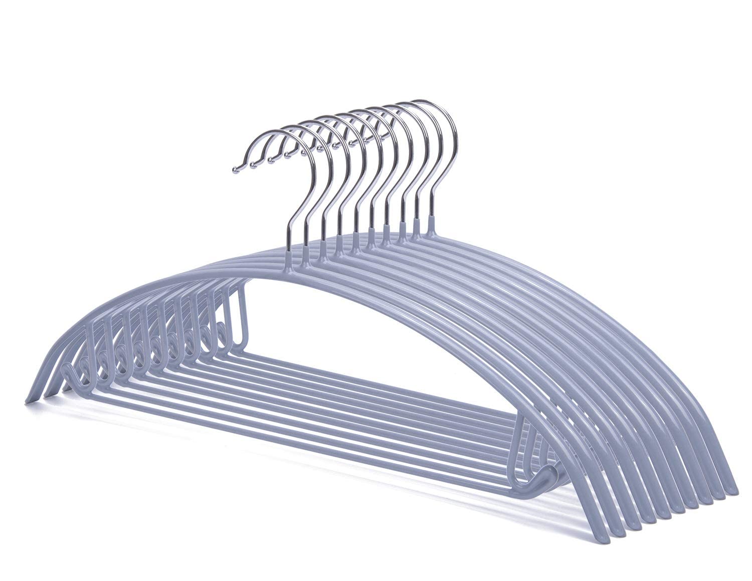Eidoct 10 Pack Non Slip Coat Hanger,Coat Jacket Hangers,Sweater Hangers,PVC Coating Metal Hangers Pants,Shawls,Bras - Dimple & Crease Free T Shirt Hangers,Light-Weight Non-Slip Knitwear Hanger (Blue)