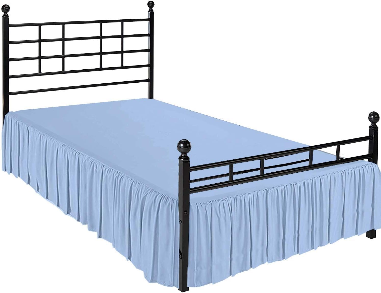 Bed Skirt Full XL 16 Inch Drop, Ruffled Bed Skirt with Split Corners, Ultra-Soft Microfiber Full XL Ruffle Bed Skirt, Wrinkle-Free Tailored Fit Dust Ruffle Full XL Size, Light Blue Platform Bed Skirt