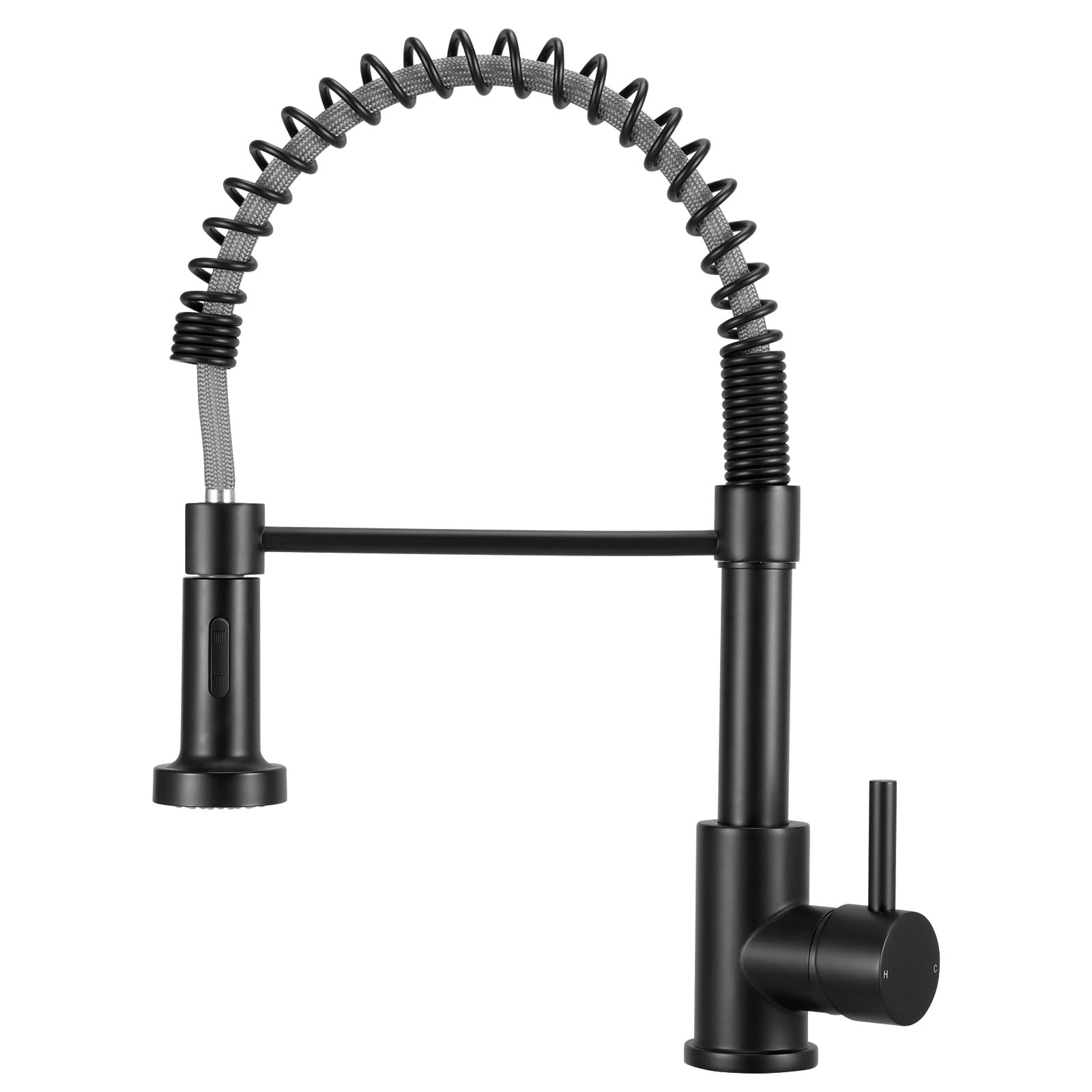 Peppermint Matt Black Black Kitchen Taps With Pull Out Spray Spring Kitchen Sink Taps 1 Hole Single Lever Sink Mixer Tap With Pull Down Sprayer Dual Functions Faucet