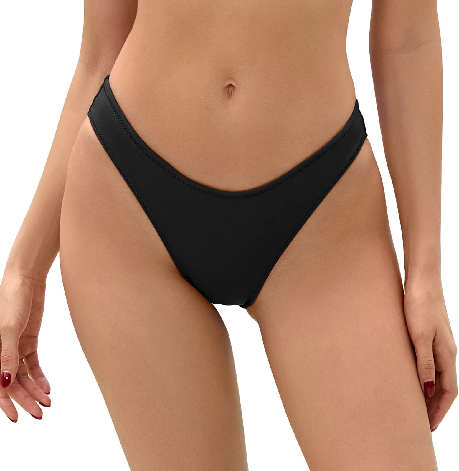 Women's Cheeky Brazilian Bikini Bottoms Low Rise High Cut Swim Bottom