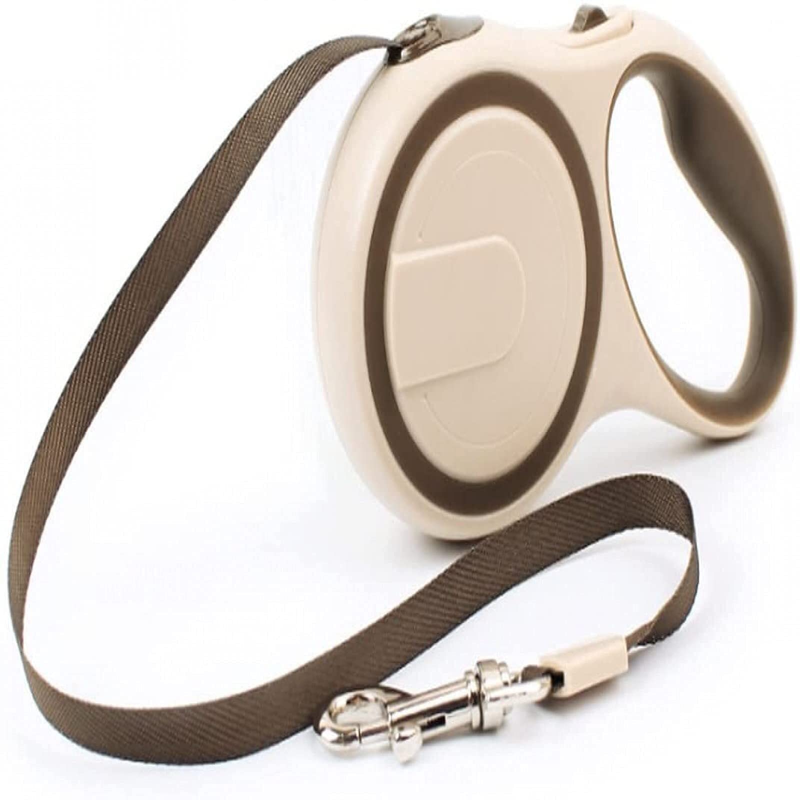 Retractable Pet Leash for Small Dogs, Medium Breeds & Large Pets. Dog Leash Retractable Tape for Quick Control One Button Break and Lock(Brown,5m)