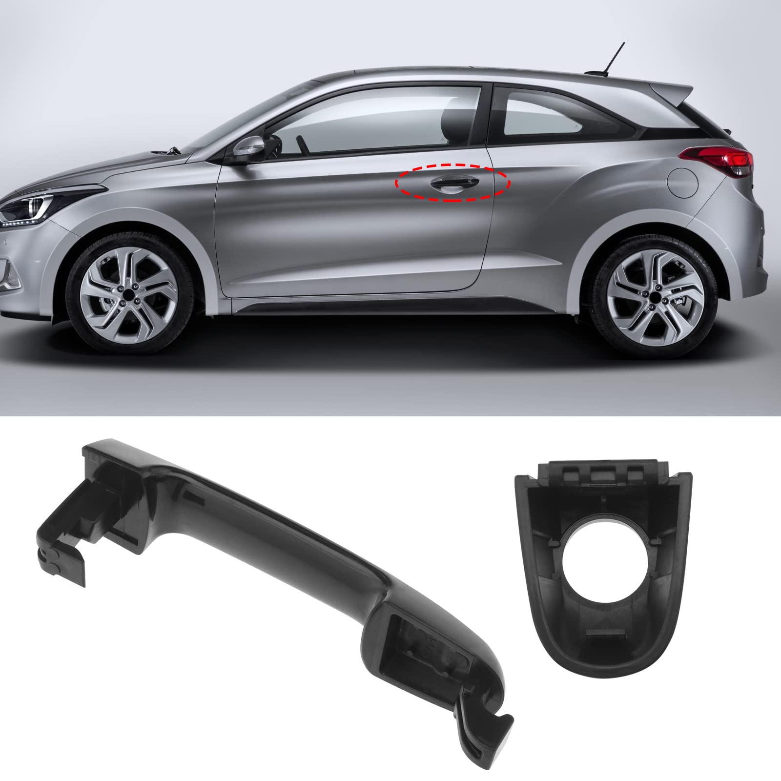 Poignée De Porte Extérieure Hyundai I20 2008-2014 - Avant Gauche Et Droite ABS Noir