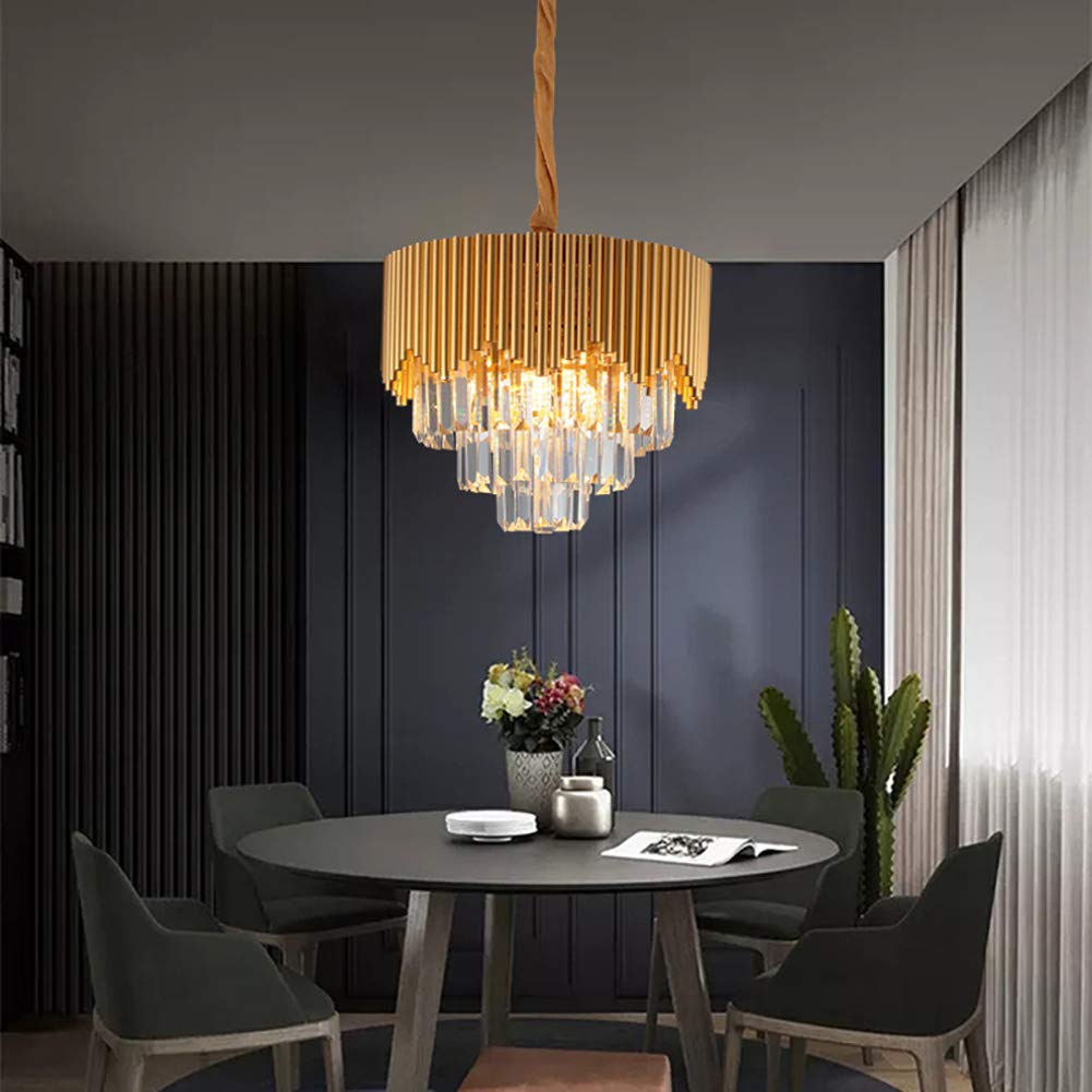Nórdico Moderno Araña De Cristal,Lámpara De Comedor Lujo Ligero Sala De Estar Villa Araña,Lujo Lámpara De Dormitorio De Moda-Oro y negro 8 cabezas