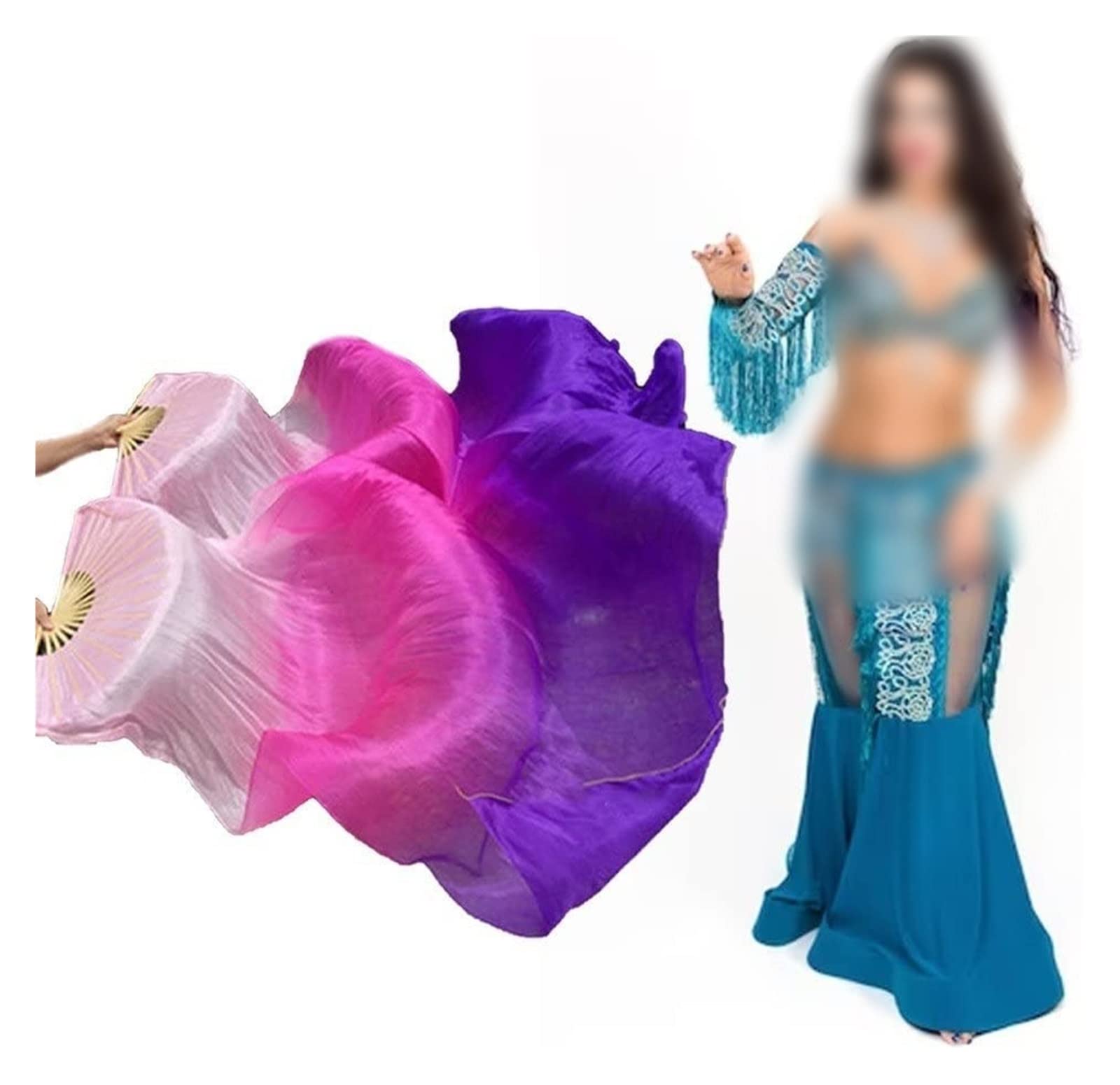 Ventagli Pieghevoli Per Danza - 16 Ventagli Morbidi, Per Danza Del Ventre E Spettacoli, 1 Paio - Foto 6