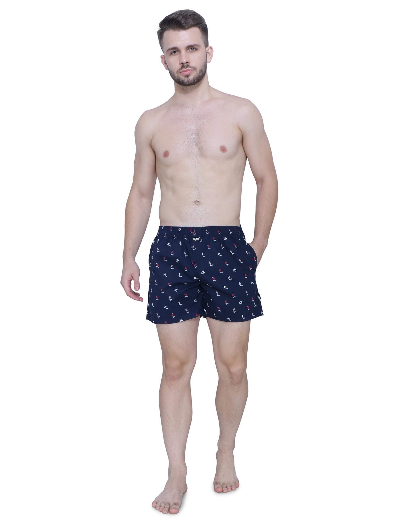 renz | Men's Printed 100% Cotton Boxer | Light Weight Mens Boxer Shorts | Elastic Waist Regular Fit Mans Shorts | Soft Cotton Casual Wear Pant for Men 1 Pc-picture-32