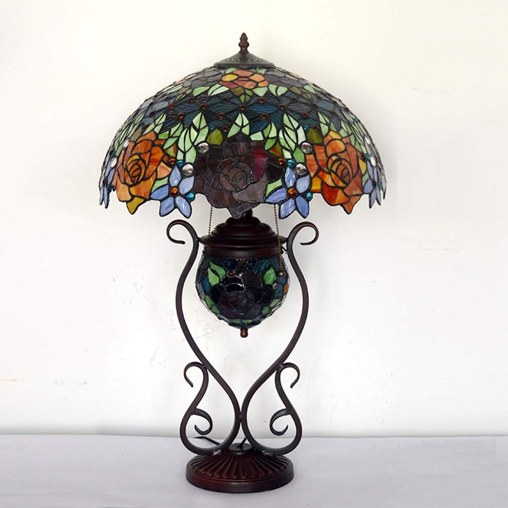 Lampa stołowa w stylu Tiffany 18" Pure Handmade Art Lampa Rose Wedding Room Dekoracja Salon Sypialnia Study Study Lampa biurkowa