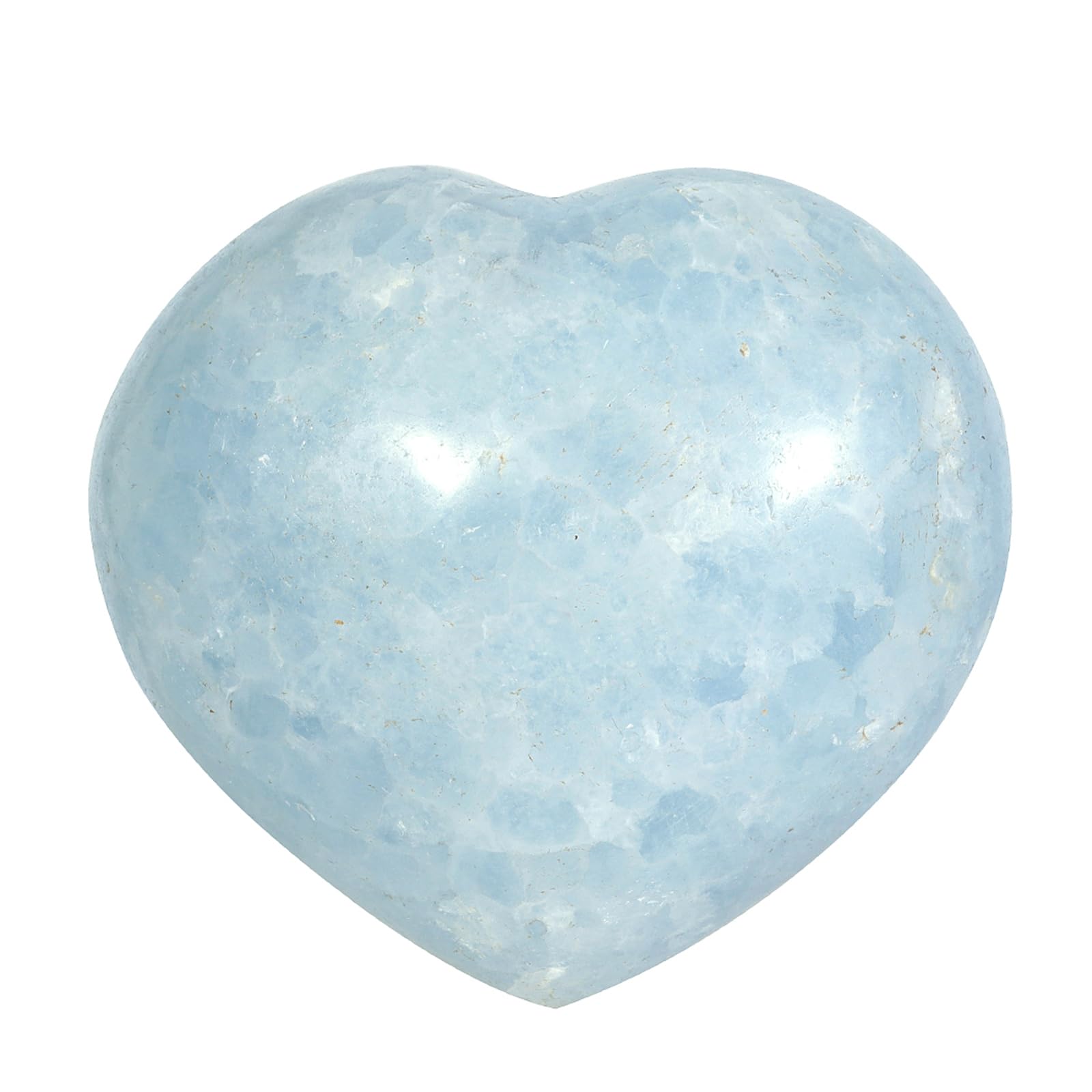 Nupuyai Natural Blue Celestite Crystal Heart Stone, Polished Worry Palm Stone Anxiety Relief