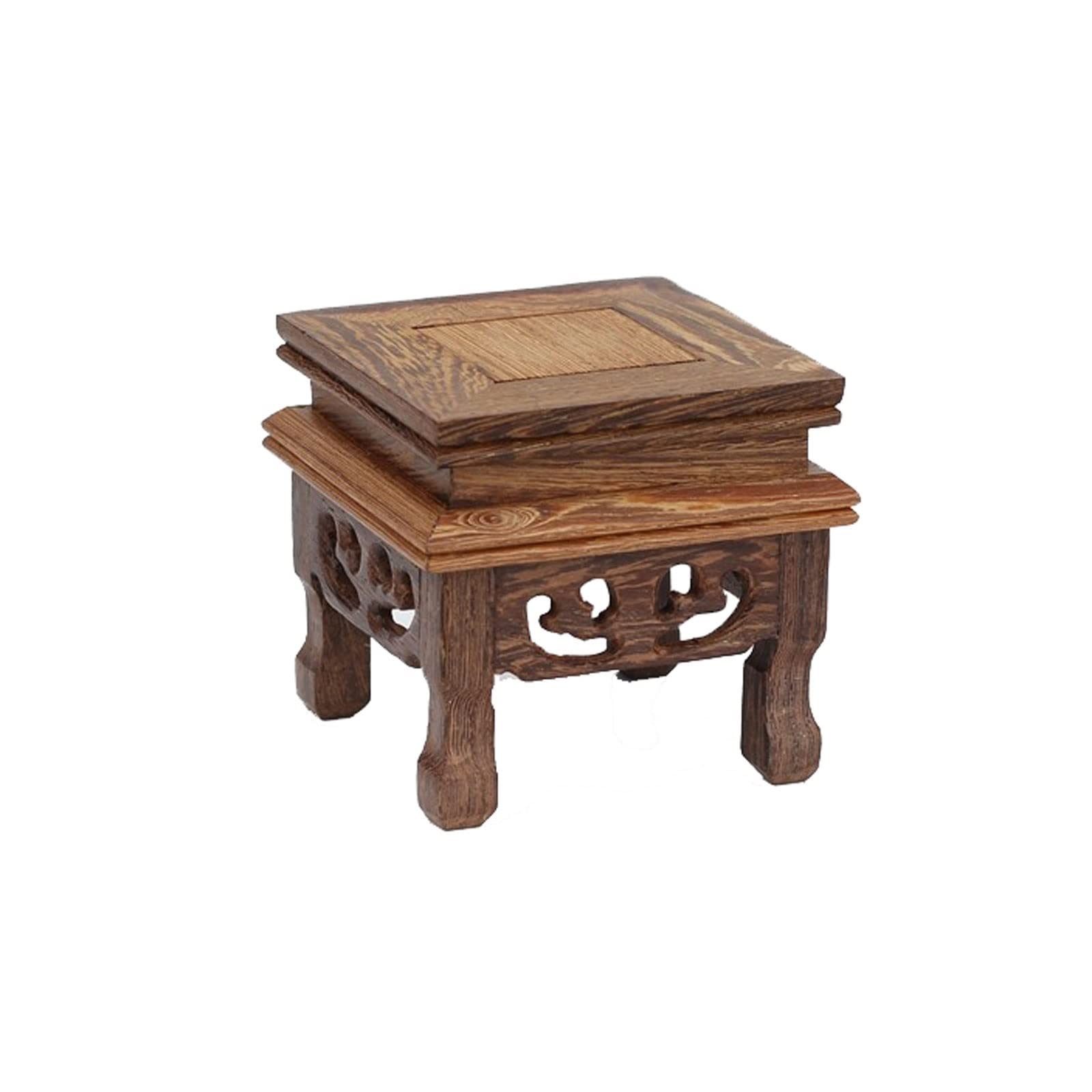 MPOPO Bonsai Pedestal Bonsai Base Vase Carving Crafts Buddha Statue Wooden Square Teapot Home Display Stand Vase Display Stands Pedestal Base(S)
