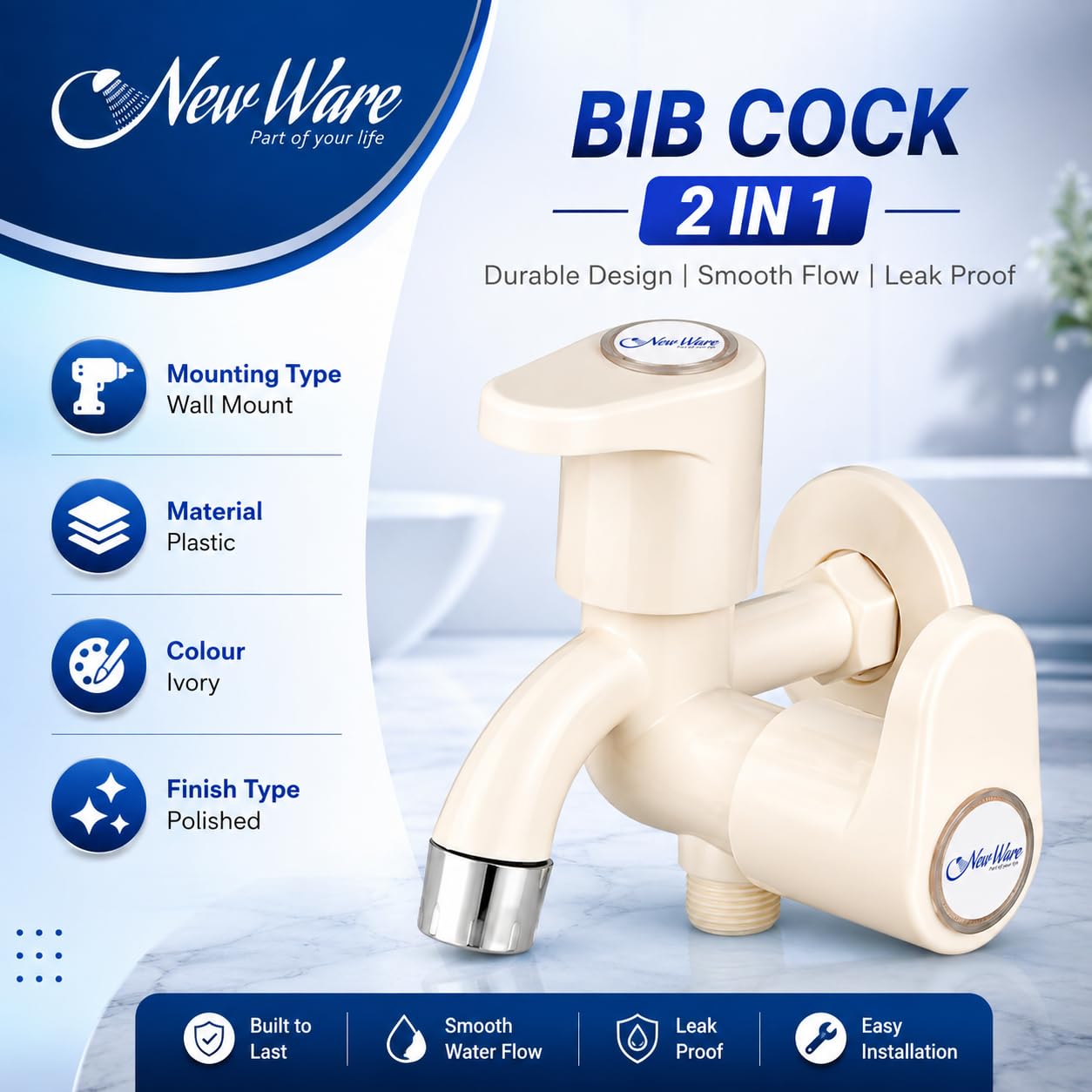 NEW WARE 2-in-1 Water Tap - Dual Outlet Faucet -2