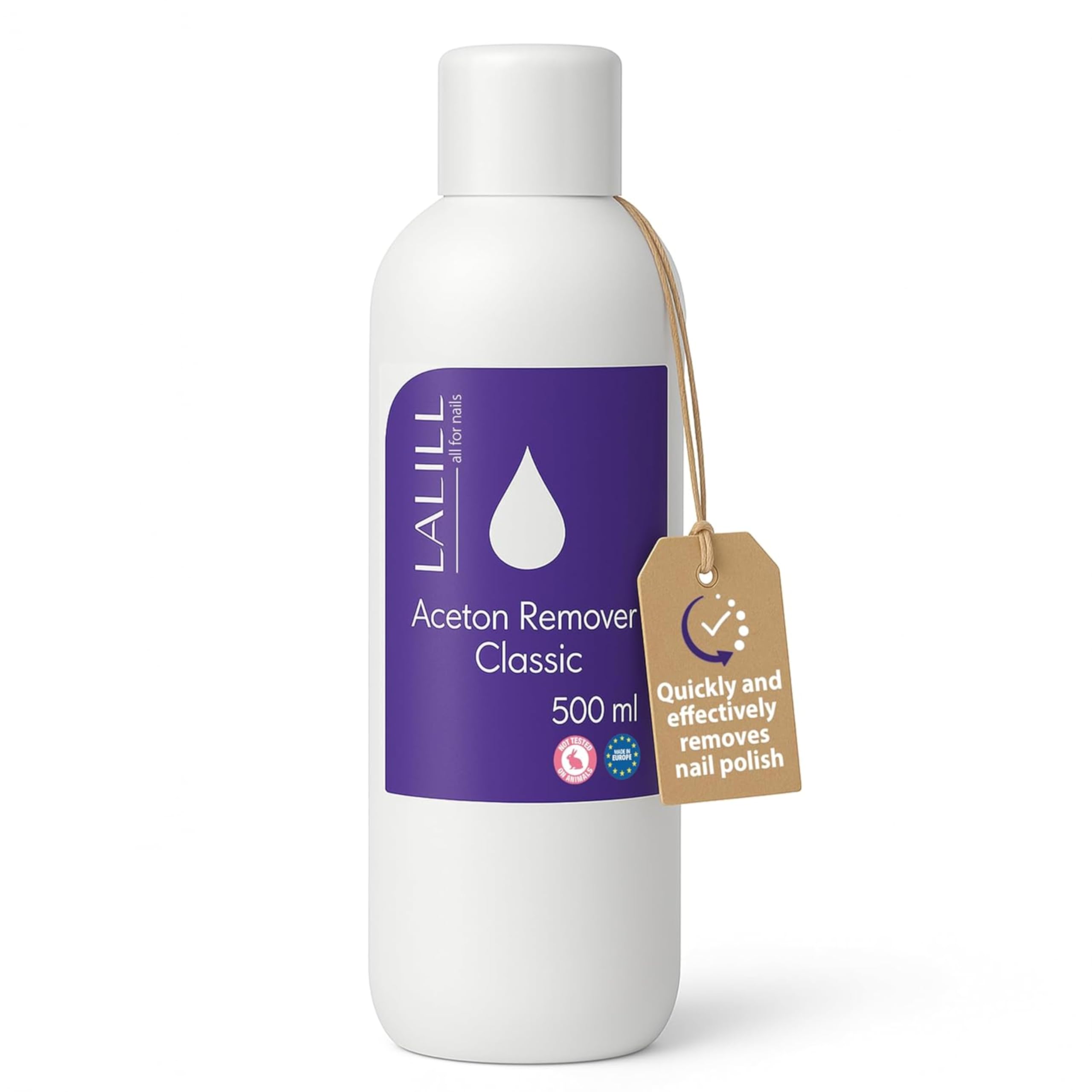 LALILL Aceton Nagellackentferner 500 ml - Entferner für Shellac, Hybrid, Gel Nägel, Acryl, Tipps und Nagelkleber - Reines Aceton Gel Nagellack UV Reiniger - Shellac Entferner