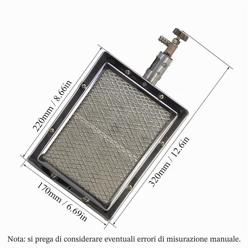 TopHomer Bruciatore per barbecue e stufa, 22 x 17 cm, a raggi infrarossi, in ceramica, parte di ricambio