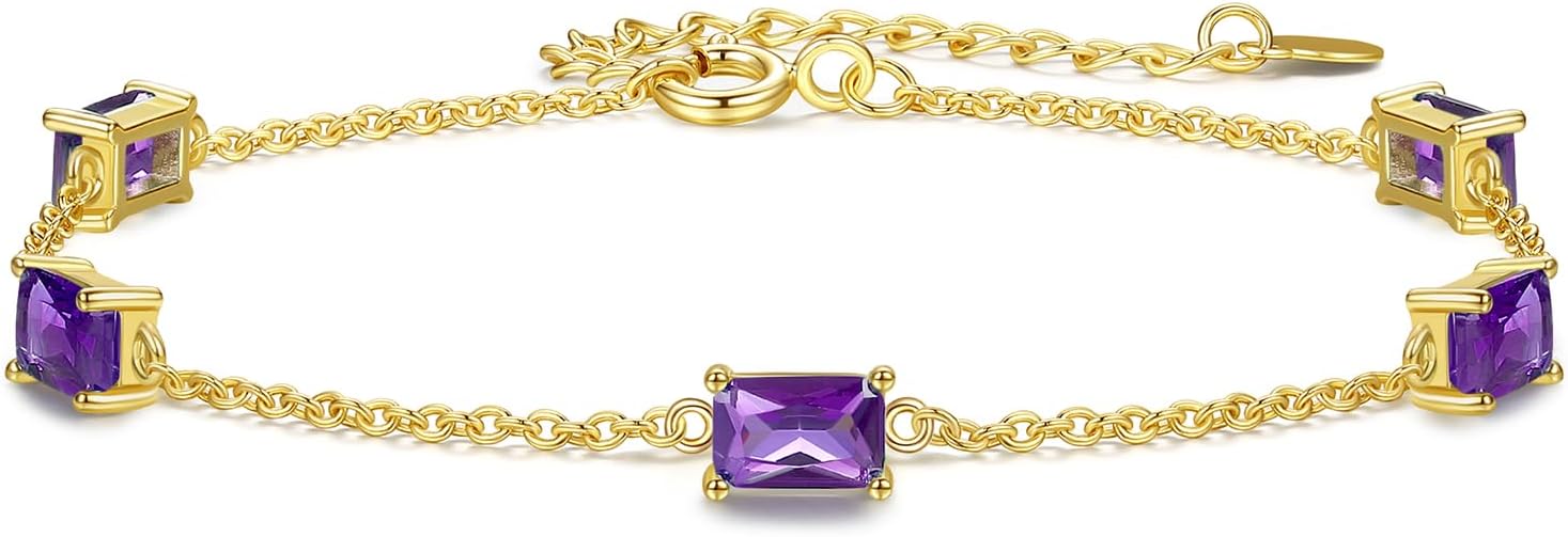 Gold Birthstone Bracelets for Women Dainty Simple Women Link Bracelet Fine Jewelry Christmas Mother's Day Birthday Gifts for Women Wife Girlfriend Her