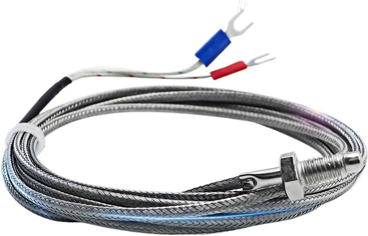 Thread M6 Screw Probe Temperature Sensor Thermocouple K J E PT100 Type 0-400℃ 1/2/3/4/5m Long Cable PID Controller Thermometer(M6 Type J 1M)
