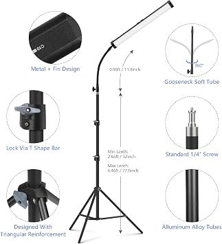 2 Pack RGB LED Video Light Wand Kit, QEUOOIY 360 Full Color 2500-9500K Led Photography Lighting Sticks with 32-77.6 Tripod, 5000mAh Rechargeable Battery &Magnet with Gooseneck Soft Tube for YouTube