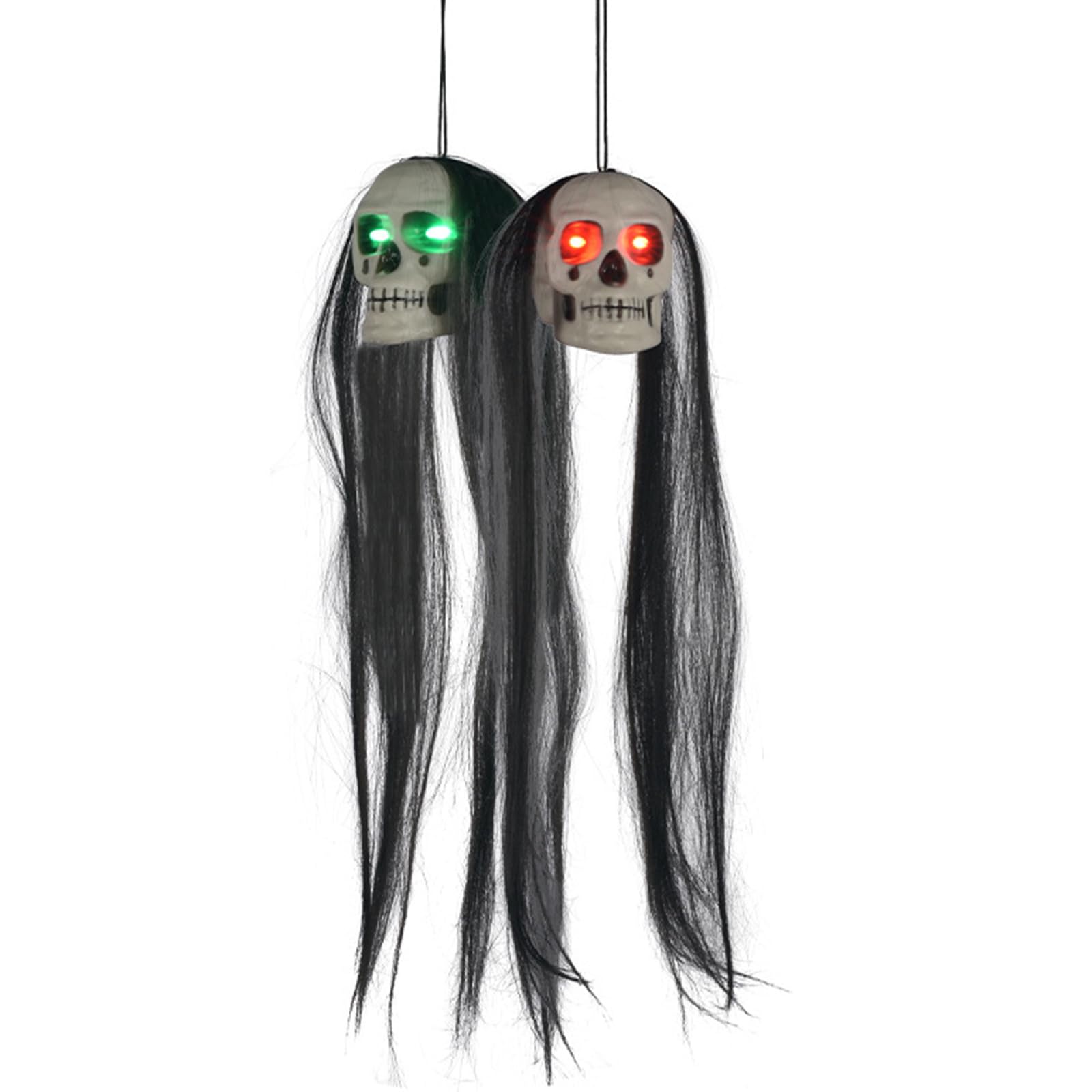 Mekalero 2Pcs Glowing Skeleton Head Halloween Decoration Illuminated Skull Hanging Ornament for Hallway Porch Outdoor Indoor Use Halloween Glowing Manifestation Executives