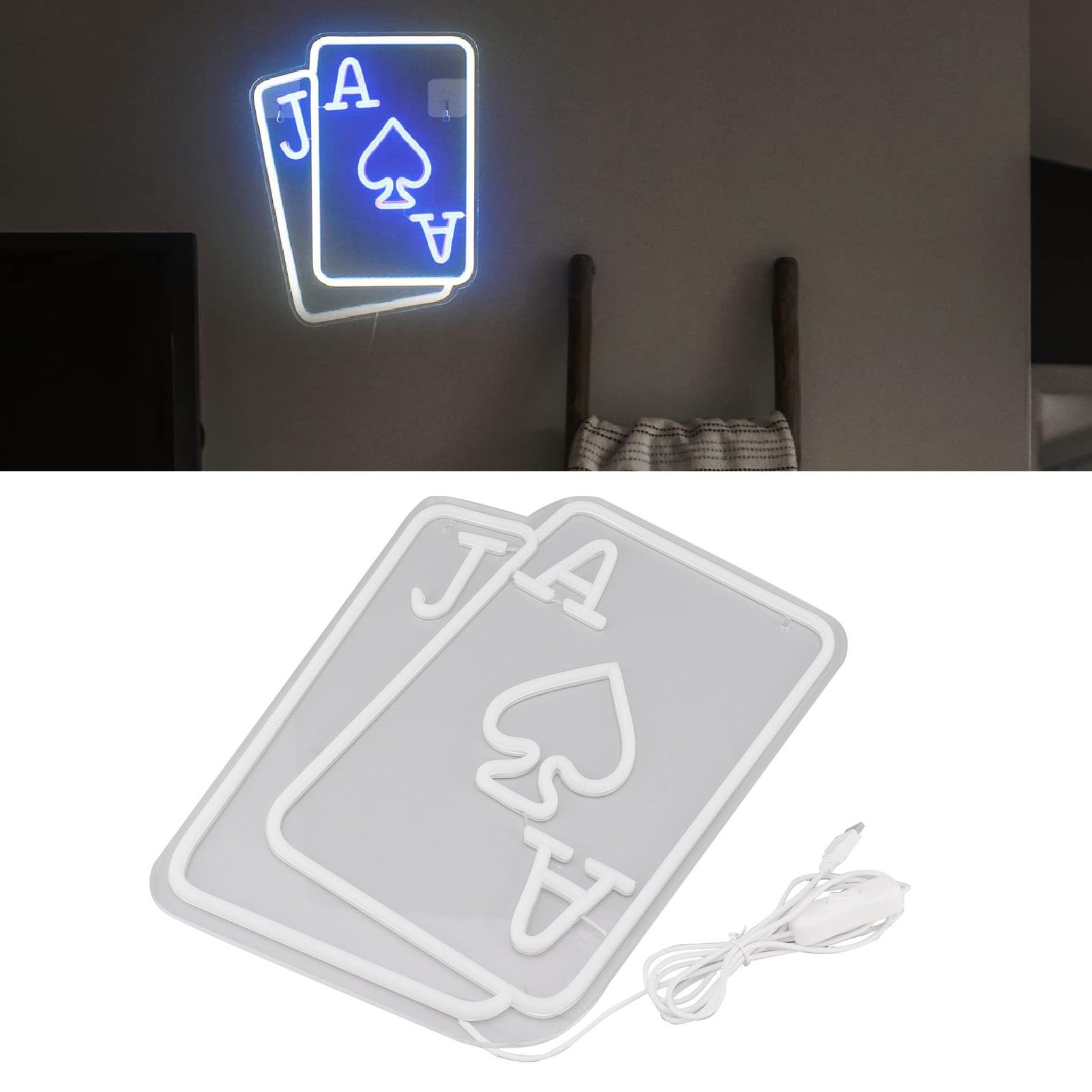 Insegne al Neon a LED per Poker Decorazione da Parete Attraente e alla Moda per Sala Giochi e Casinò J Poker per Decorazioni per Feste di Compleanno Materiale Acrilico