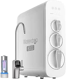 Waterdrop G3P800 Reverse Osmosis System, 800 GPD Fast Flow, NSF/ANSI 42 &amp; 53 &amp; 58 &amp; 372 Certified, 3:1 Pure to Drain, Tankless Under Sink RO Water Filter System, LED Purifier, Smart Faucet