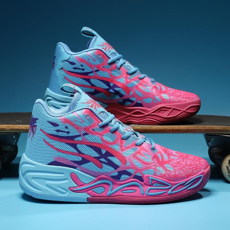 Basketball Shoes for Womens Mens Colorful Volleyball Fashion High Top Breathable Lightweight Grip Indoor Outdoor Sport Sneakers for Unisex - Image 3