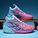 Basketball Shoes for Womens Mens Colorful Volleyball Fashion High Top Breathable Lightweight Grip Indoor Outdoor Sport Sneakers for Unisex Pink Blue Size 6.5
