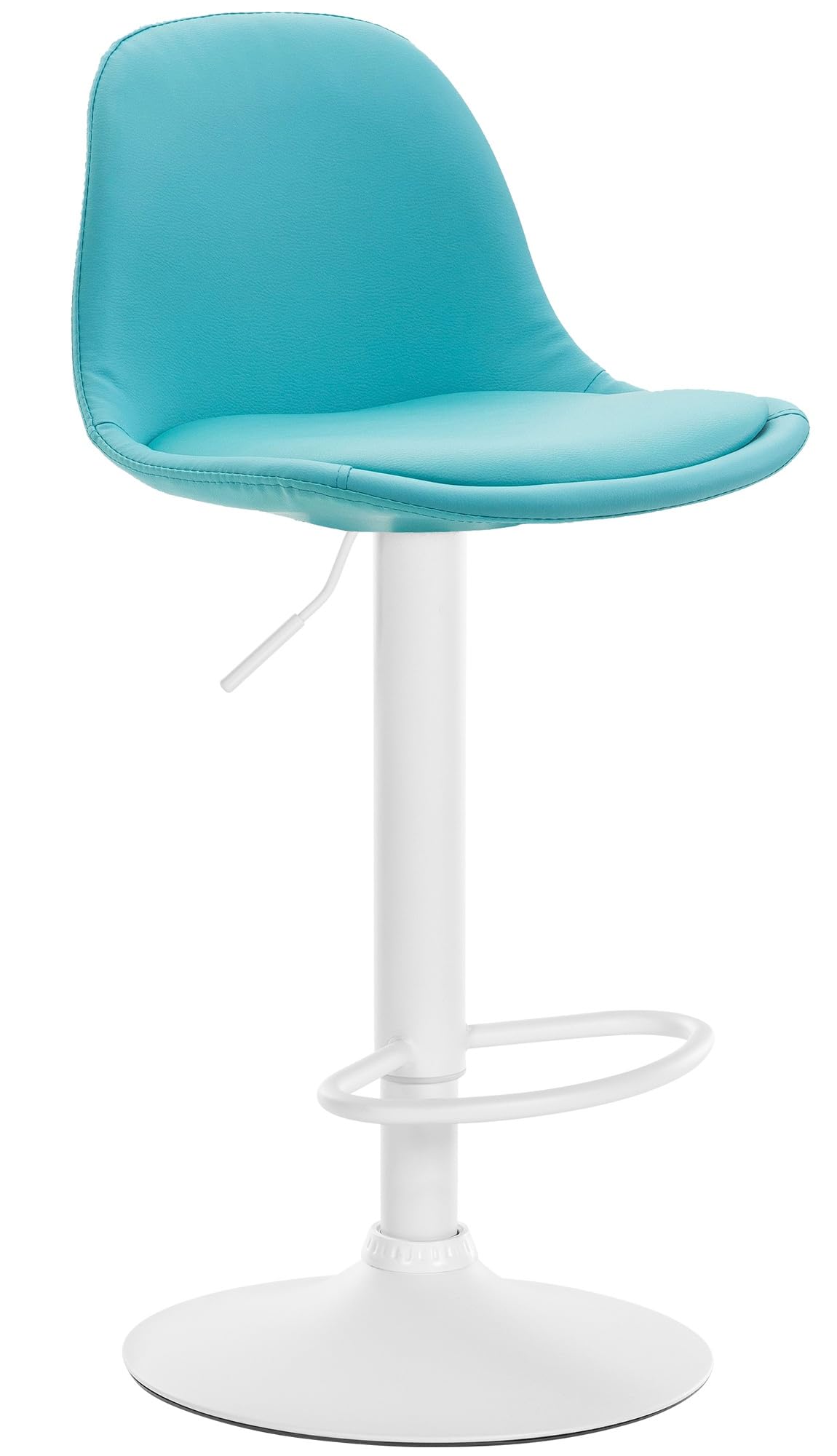 CLP Taburete Kiel En Polipiel con Reposapiés & Respaldo I Silla Alta Regulable En Altura, Color:Azul, Color del Marco:Blanco