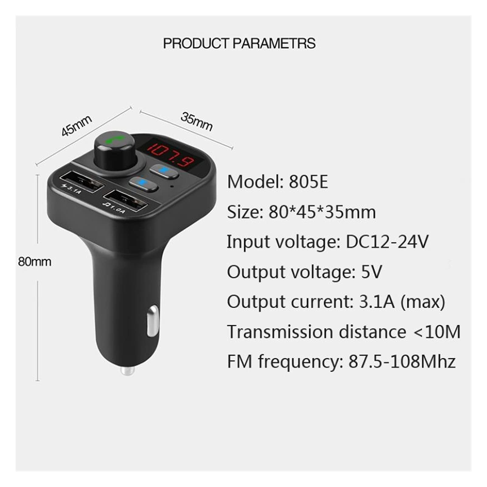 Adattatore Audio Bluetooth. Trasmettitore FM Bluetooth Auto Vivavoce Bluetooth Wireless Bluetooth FM. Trasmettitore modulatore Radio. LCD MP3. Giocatore USB Kit Auto Caricabatterie