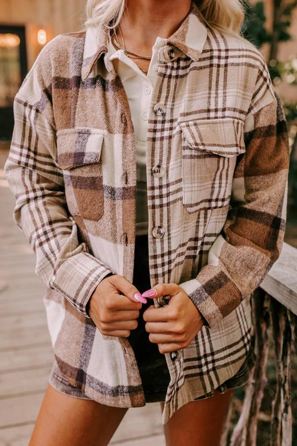 Image of Womens Corduroy Button Down Shirts Color Block Long Sleeve Blouses Tops Jackets