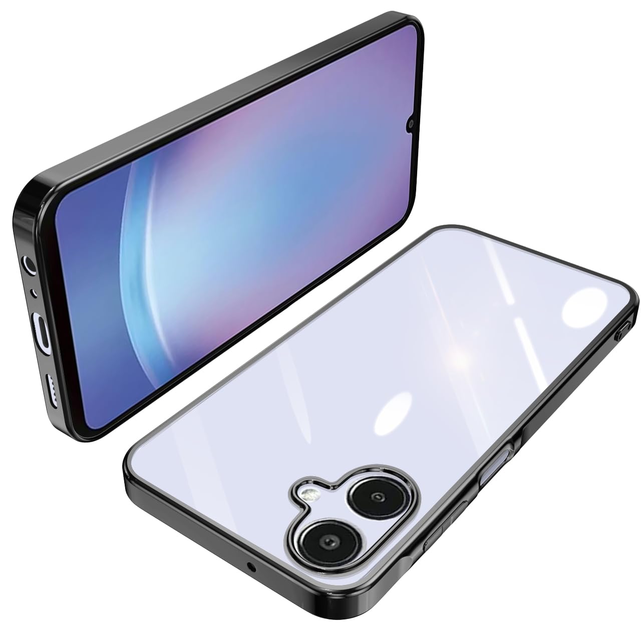 Galaxy A25 5G ケース クリア SCG33 SC-53F ギャラクシーA25 透明 カバー TPU 薄型 軽量 スマホケース 耐衝撃 メッキ加工 ソフトケース 人気 (ブラック)