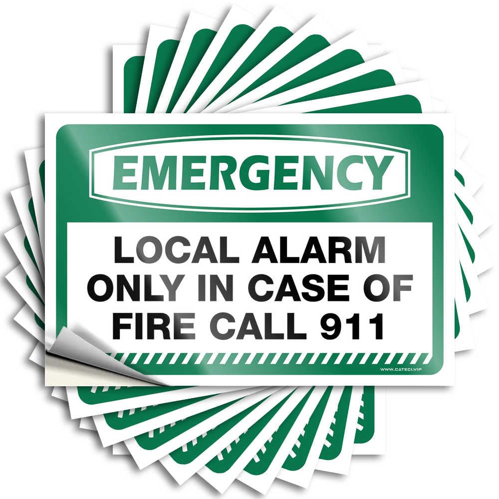 Backyard Decor Bottle Decal | Emergency Local Alarm Only in Case of Fire Call 911 Smiley Face Durable Vinyl Sticker Easy Apply for Christmas(6X9CM)