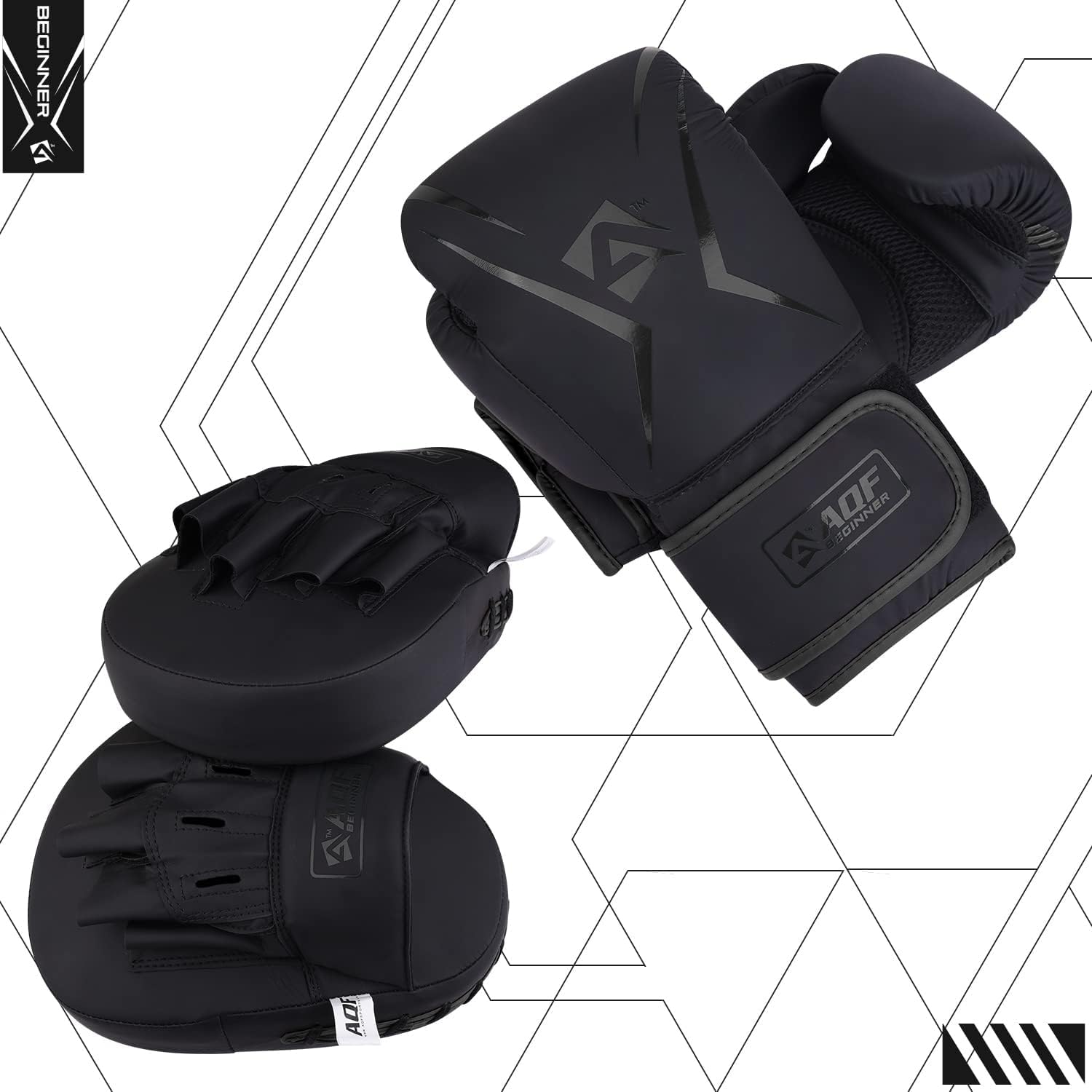 AQF Guantoni Da Boxe Con Colpitori Boxe, Adulto Kit Di Kick Boxing, Guanti Pugilato & Pao Muay Thai Set Per Sacco Da Box Allenamento, Boxing, MMA, Karate & Arti Marziali Uomo Donna