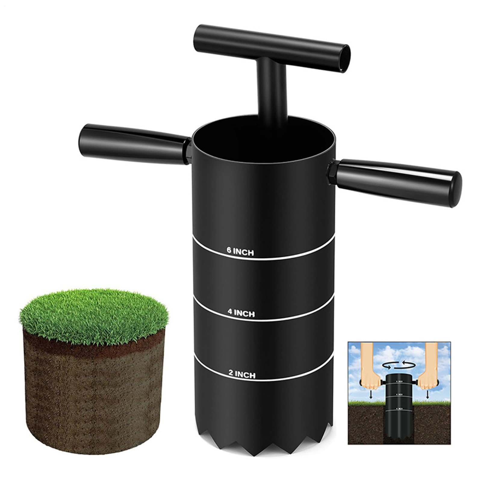 Golf-Lochschneider – robuster Handbohrer zum Graben von Löchern | Abnehmbarer Griff Stanzmaschine | 2/4/15,2 cm Außenlöcher Bagger | für Outdoor Driving Range Course Hinterhof Garten Rasen Gras