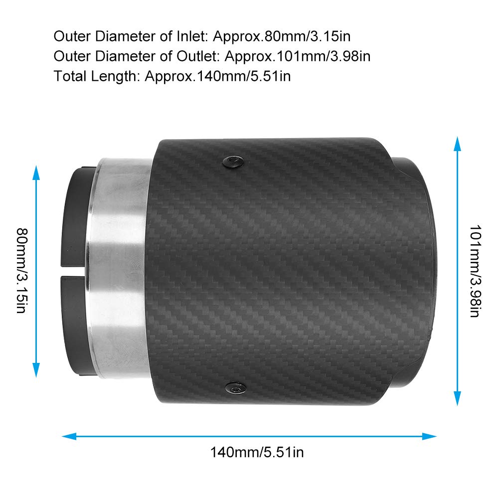 Embout de Tuyau D'échappement Mat en Fiber de Carbone, Entrée 80mm, Sortie 101mm, pour CX5 CX4 (Tout noir mat)